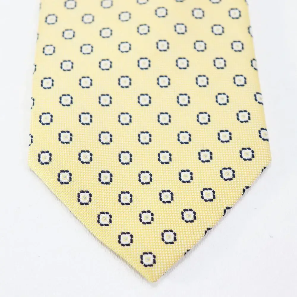 Jos A Banks Tie Mens 60 in Silk Pale Yellow Geo Octagon Executive Collection